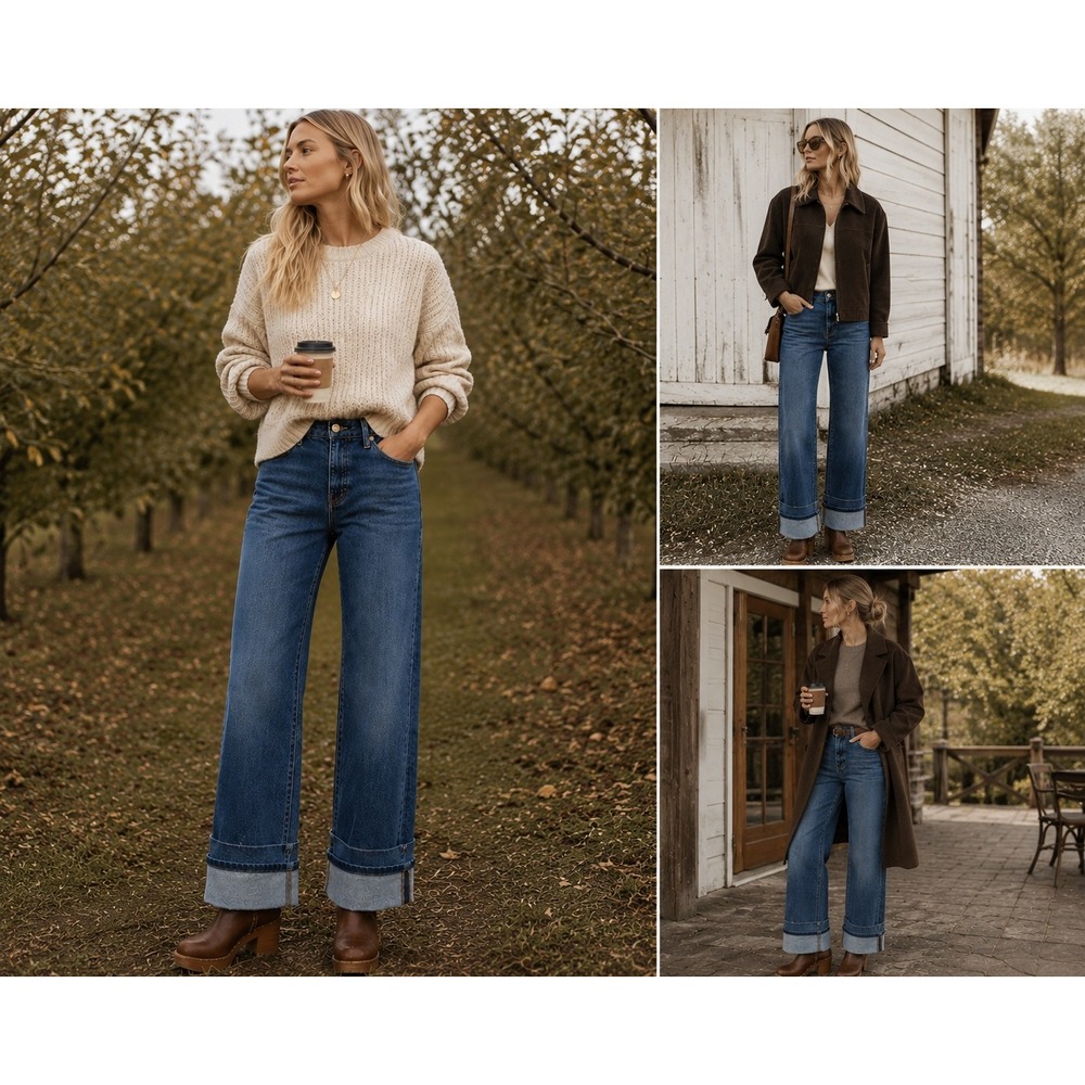 Pilcro Anthropologie Straight Leg Oversized Cuff Stretch Denim Jeans Size 25